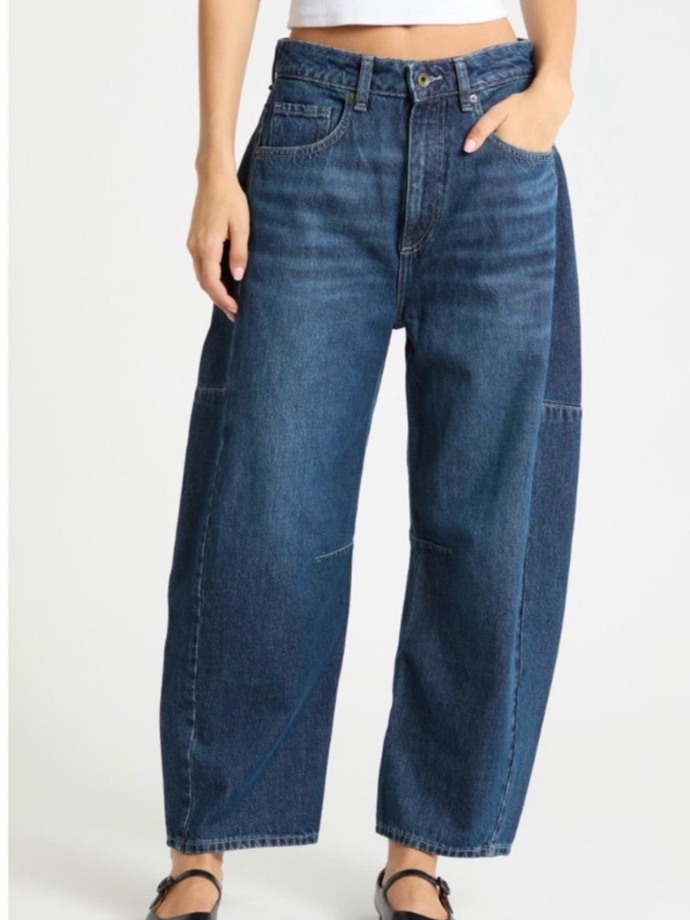 Classic Wide-Leg Women's Jeans in Dark Blue